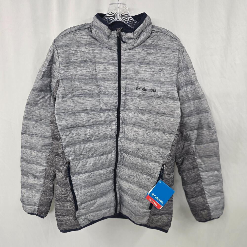 Columbia Lake 22 Down Jacket Men's S Grey Puffer Heat Seal 650 Fill W00839 NWT